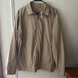 L.L. Bean Men's vintage Tan beige cargo Jacket chore coat large tall collar zip